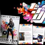 1to3forDJ : Logo, charte, plaquette, carte de visite, site internet, affiches, photos, Jokercolor